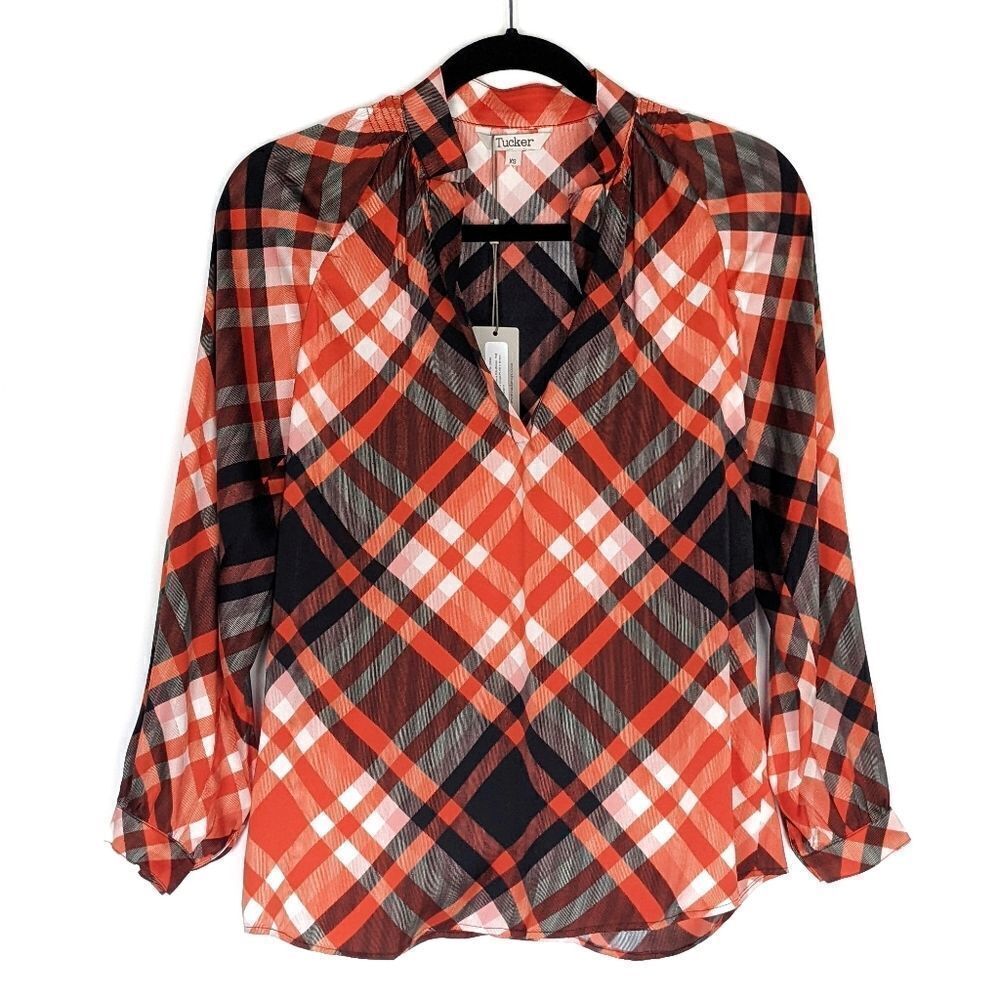 Tucker Long Sleeve Polo Blouse Kris Kringle Plaid